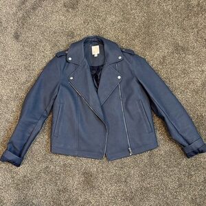 LC faux leather boxy moto jacket size XS
Steel blue